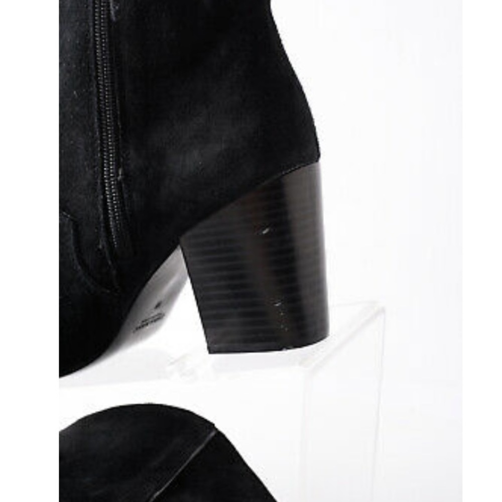 Zara Womens Black Leather Cowboy Ankle Boots Sz 10 - Picture 6 of 7